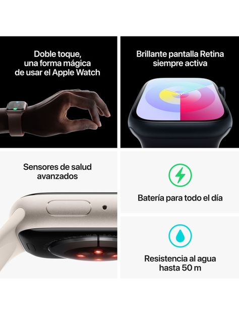 Apple Watch Series 9 GPS 45mm Caja Aluminio y Correa Deportiva Medianoche Talla M/L-8