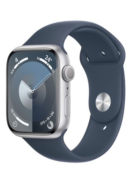 Apple Watch Series 9 GPS 45mm Caja Aluminio Color Plata y Correa Deportiva Azul Talla M/L-0
