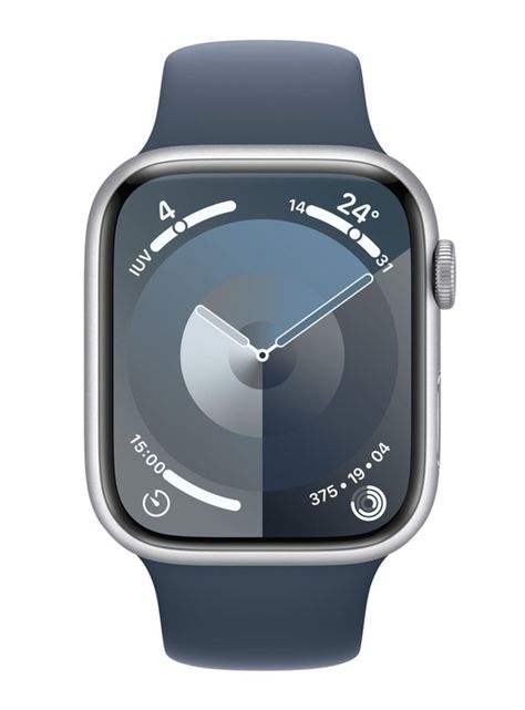 Apple Watch Series 9 GPS 45mm Caja Aluminio Color Plata y Correa Deportiva Azul Talla M/L-1