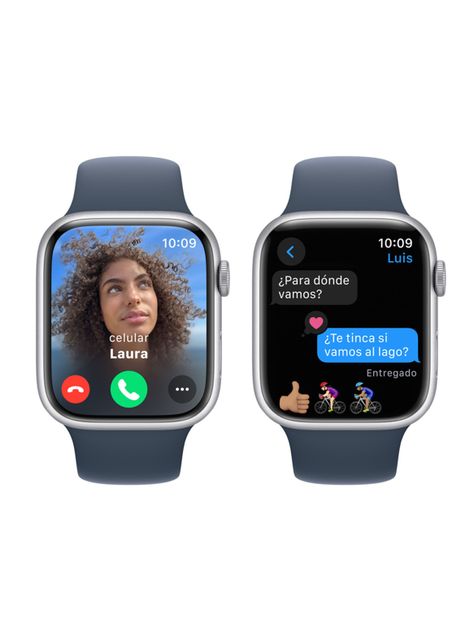 Apple Watch Series 9 GPS 45mm Caja Aluminio Color Plata y Correa Deportiva Azul Talla M/L-5