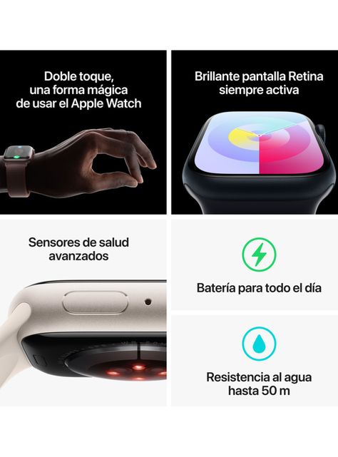 Apple Watch Series 9 GPS 45mm Caja Aluminio Color Plata y Correa Deportiva Azul Talla M/L-8
