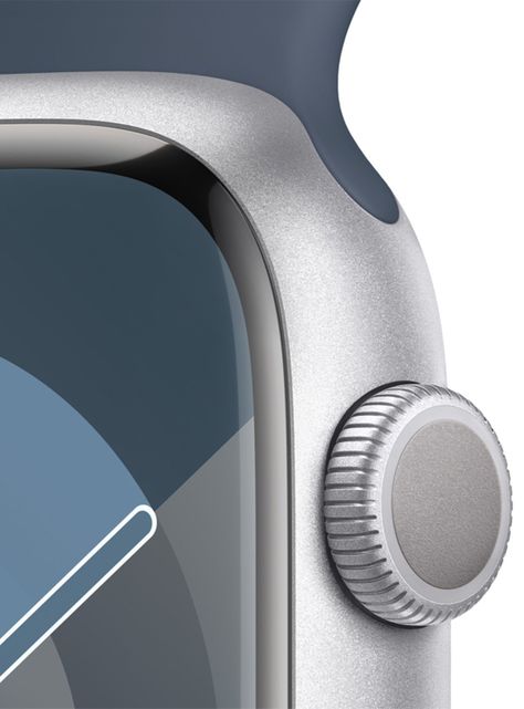 Apple Watch Series 9 GPS 45mm Caja Aluminio Color Plata y Correa Deportiva Azul Talla M/L-2