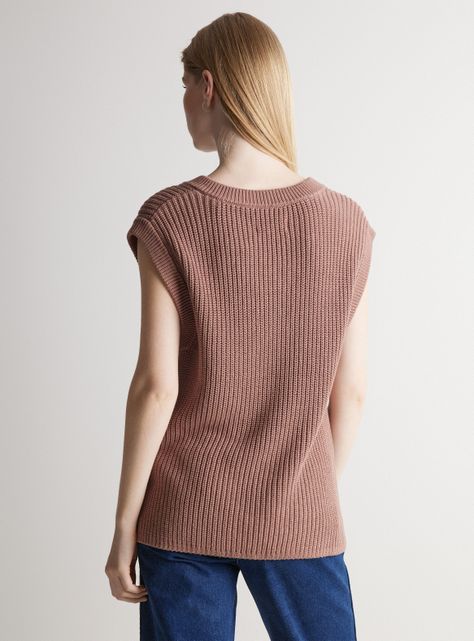 Sweater Sin Manga Cuello V Algodón-1