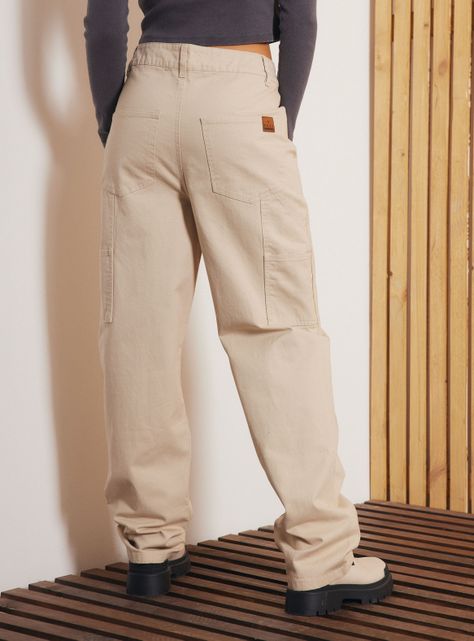 Pantalón de Gabardina Tiro Alto y Detalles de Bolsillos-1