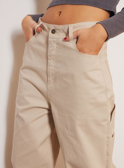 Pantalón de Gabardina Tiro Alto y Detalles de Bolsillos-2