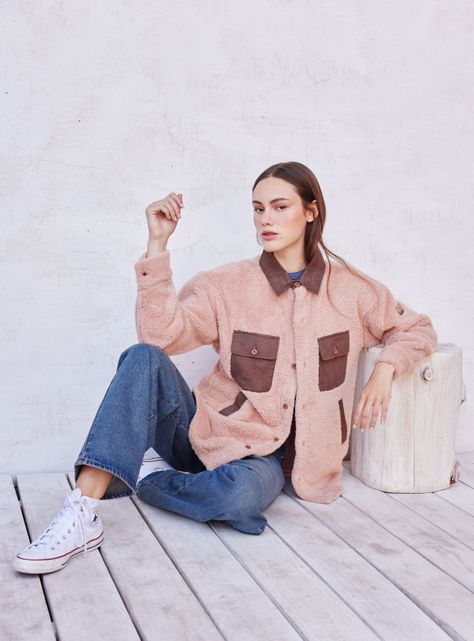 Sobrecamisa de Coral Flece con Detalles en Suede Pu-4