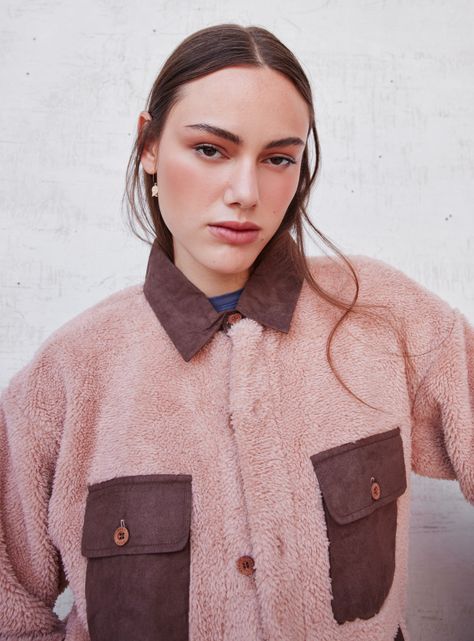 Sobrecamisa de Coral Flece con Detalles en Suede Pu-2