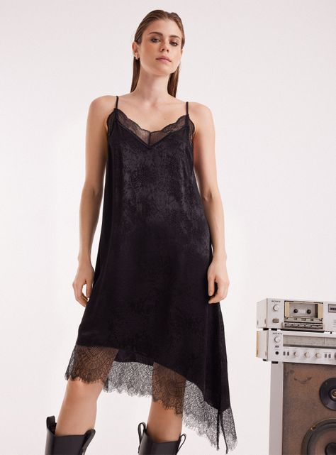 Vestido con Tirantes y Transparencia en Bordes-0