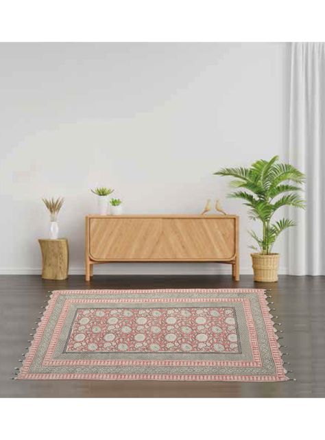 Bajada de Cama Block Algodón 90x150 cm Rojo-1