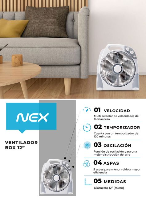 Ventilador de Sobremesa 12" Box Blanco VBX1210W-6