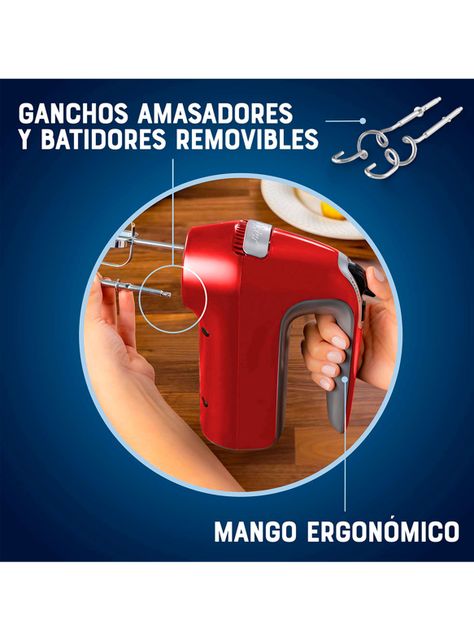 Batidora de Mano 7 Velocidades 320W FPSTHM360R Rojo-3