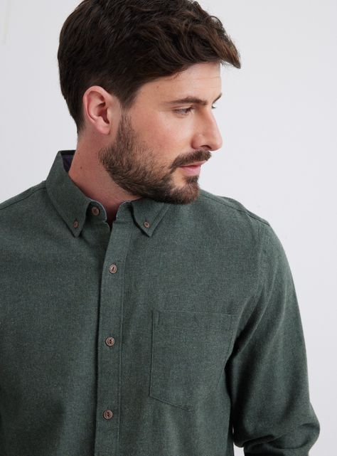 Camisa de Vestir Camisa ML Franela Lisa Regular Fit-2