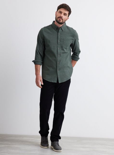 Camisa de Vestir Camisa ML Franela Lisa Regular Fit-4