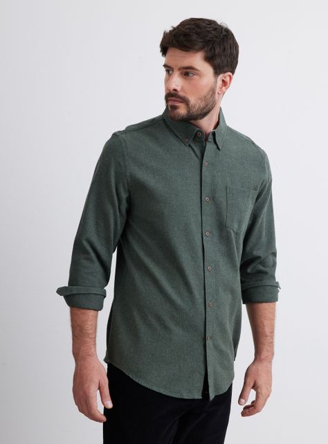 Camisa de Vestir Camisa ML Franela Lisa Regular Fit-0
