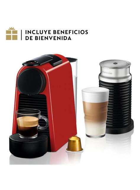 Cafetera de Cápsulas Essenza Mini Roja + Espumador de Leche Aeroccino 3-0