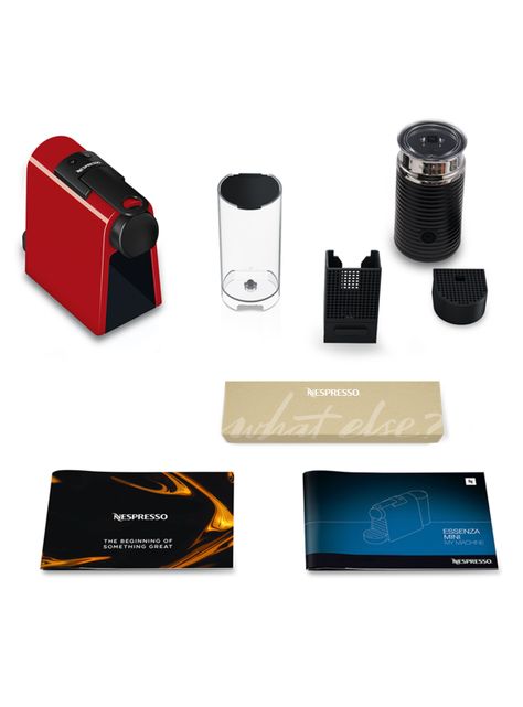 Cafetera de Cápsulas Essenza Mini Roja + Espumador de Leche Aeroccino 3-5