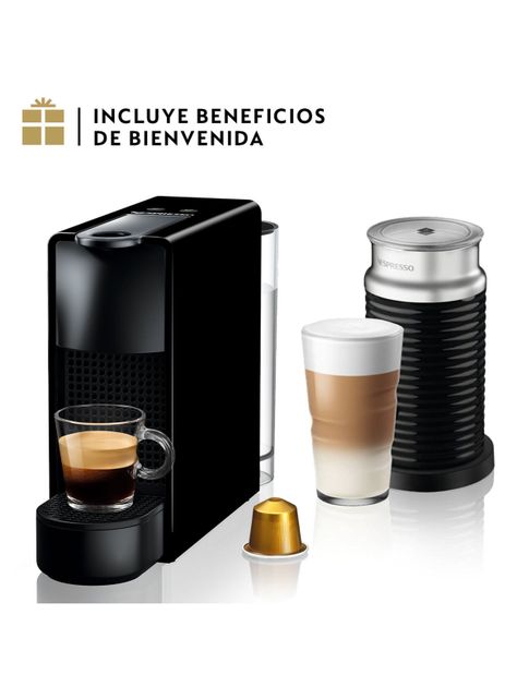Cafetera de Cápsulas Essenza Mini Negra + Espumador de Leche Aeroccino 3-0