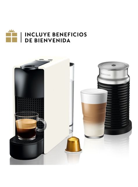 Cafetera de Cápsulas Essenza Mini Blanca + Espumador de Leche Aeroccino 3-0