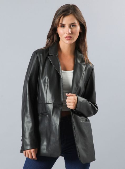 Blazer Pu Modelo Recto-0
