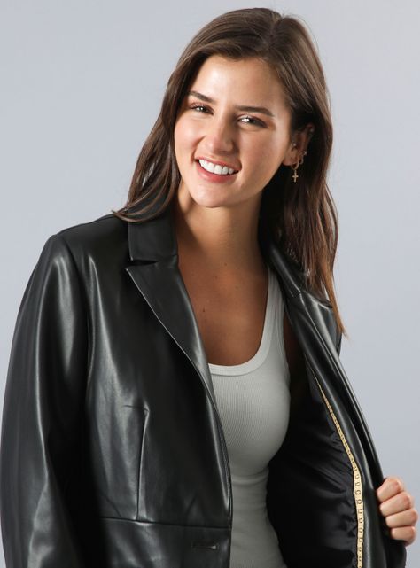 Blazer Pu Modelo Recto-2