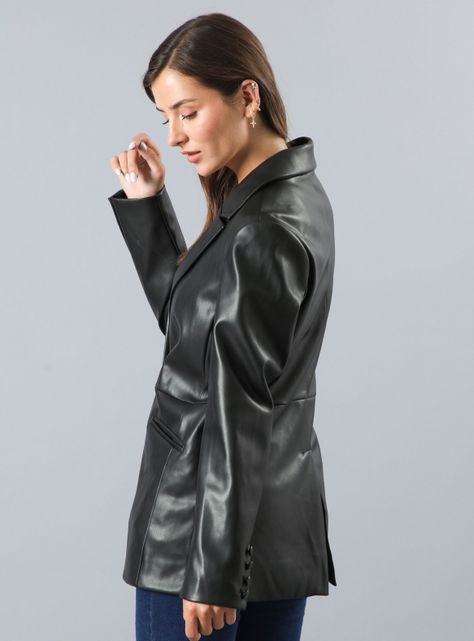 Blazer Pu Modelo Recto-1