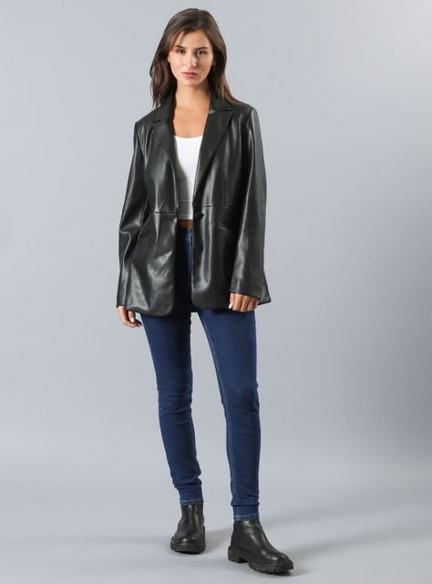 Blazer Pu Modelo Recto-3