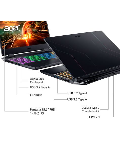 Notebook Gamer Nitro 5 AN515-58-53AW-1 Intel Core i5 8 Núcleos NVIDIA GeForce RTX 3050 16GB RAM 512GB SSD 15.6"-6