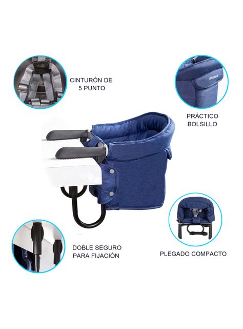 Silla de Comer Eat & Bear Sujeción de Mesa Portable Azul-3