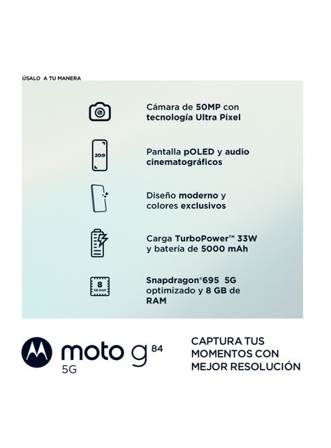 Smartphone Moto G84 5G 256GB 6.6" Negro Liberado + Audífonos Buds 135-4