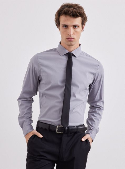 Camisa de Vestir Lisa-0