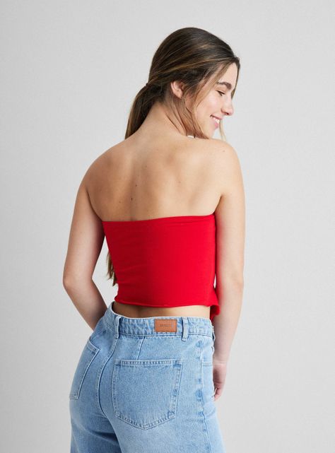 Blusa Strapless Asimétrica Con Recogido-1