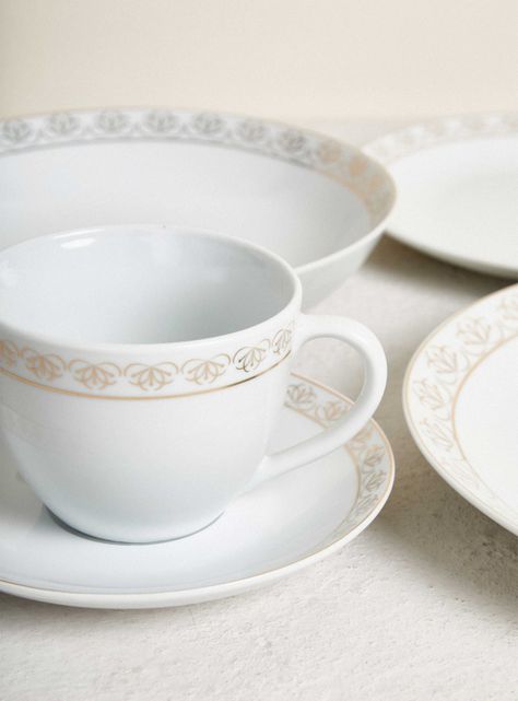 Set Vajilla 30 Piezas Borde Dorado Porcelana-2