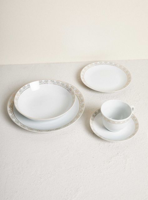 Set Vajilla 30 Piezas Borde Dorado Porcelana-1