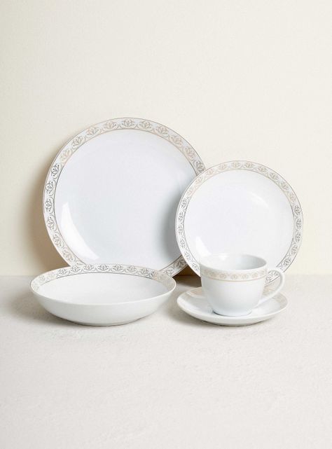 Set Vajilla 30 Piezas Borde Dorado Porcelana-0