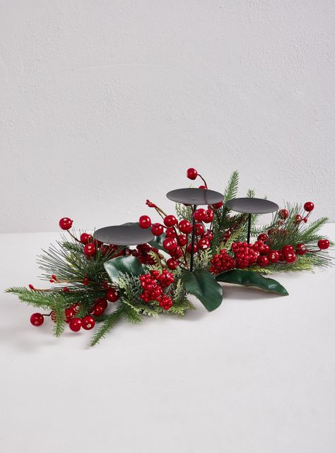 Centro Attimo de Mesa Navidad 55 cm Vela Fruta-0