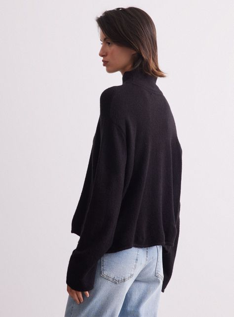 Sweater Holgado Cuello Alto Con Lana-1