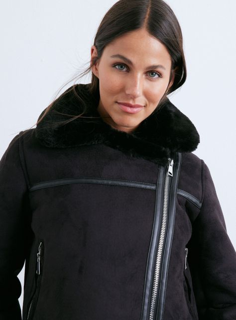 Chaqueta Aviadora Corta Suede-2