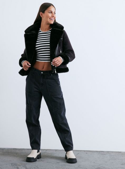 Chaqueta Aviadora Corta Suede-4