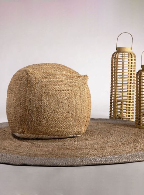 Pouf Jute Gold 42 x 42 cm Diseño 24-0