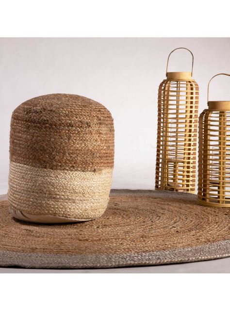 Pouf Jute Gold 42 x 42 cm Diseño 25-0