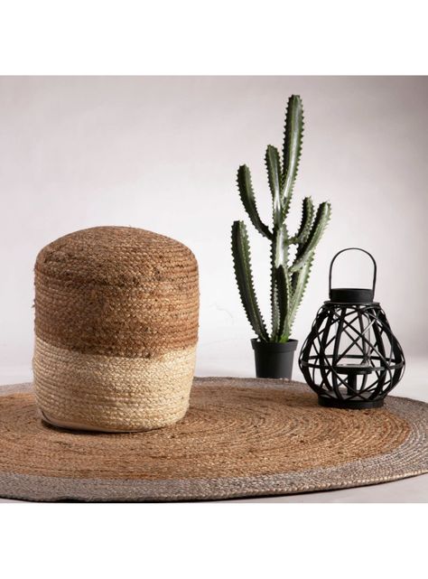 Pouf Jute Gold 42 x 42 cm Diseño 25-1