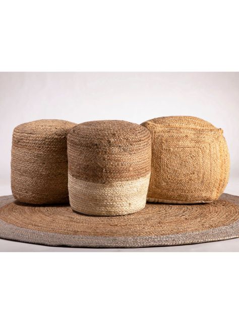 Pouf Jute Gold 42 x 42 cm Diseño 25-2