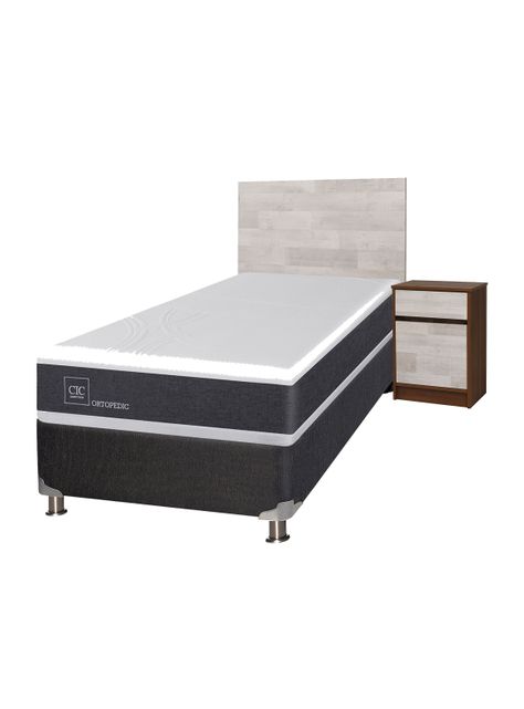 Box Spring New Ortopedic B5 Black 1.5 Plazas + Set Muebles Legno-0