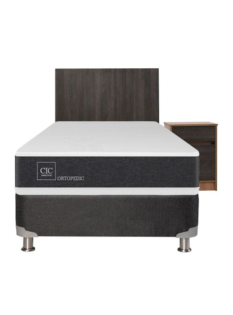 Box Spring New Ortopedic B5 Black 1.5 Plazas + Set Muebles Espresso-2