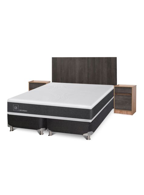 Box Spring New Ortopedic B5 Black 2 Plazas Base Dividida + Set Muebles Espresso-0