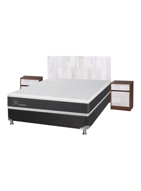 Box Spring New Ortopedic B5 Black 2 Plazas Base Normal + Set Muebles Legno-0