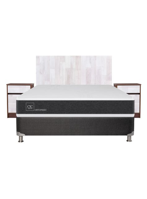 Box Spring New Ortopedic B5 Black 2 Plazas Base Normal + Set Muebles Legno-2
