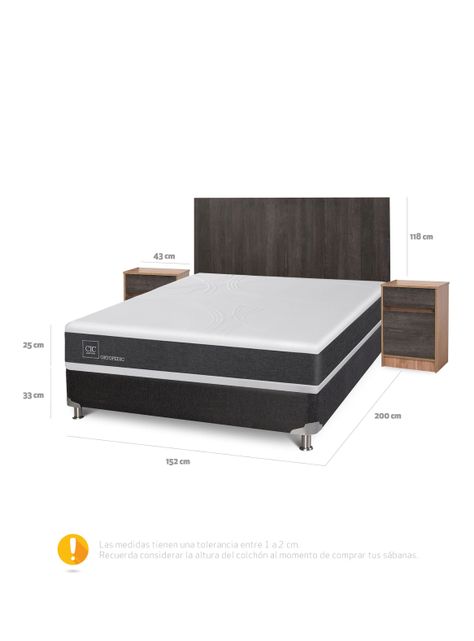 Box Spring New Ortopedic B5 Black 2 Plazas Base Normal + Set Muebles Espresso-1