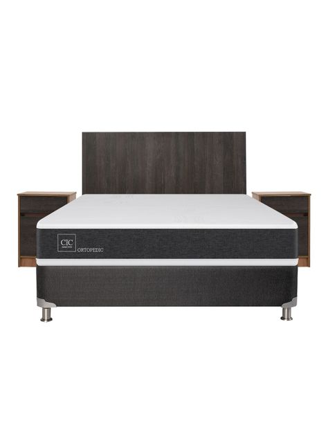 Box Spring New Ortopedic B5 Black 2 Plazas Base Normal + Set Muebles Espresso-2