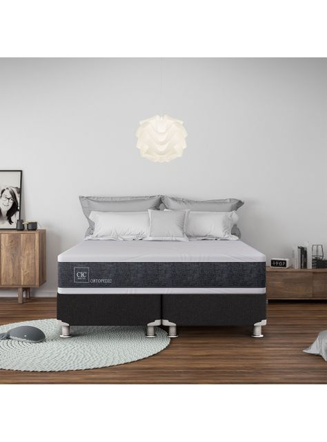 Box Spring New Ortopedic B5 Black King + Set Muebles Espresso-4